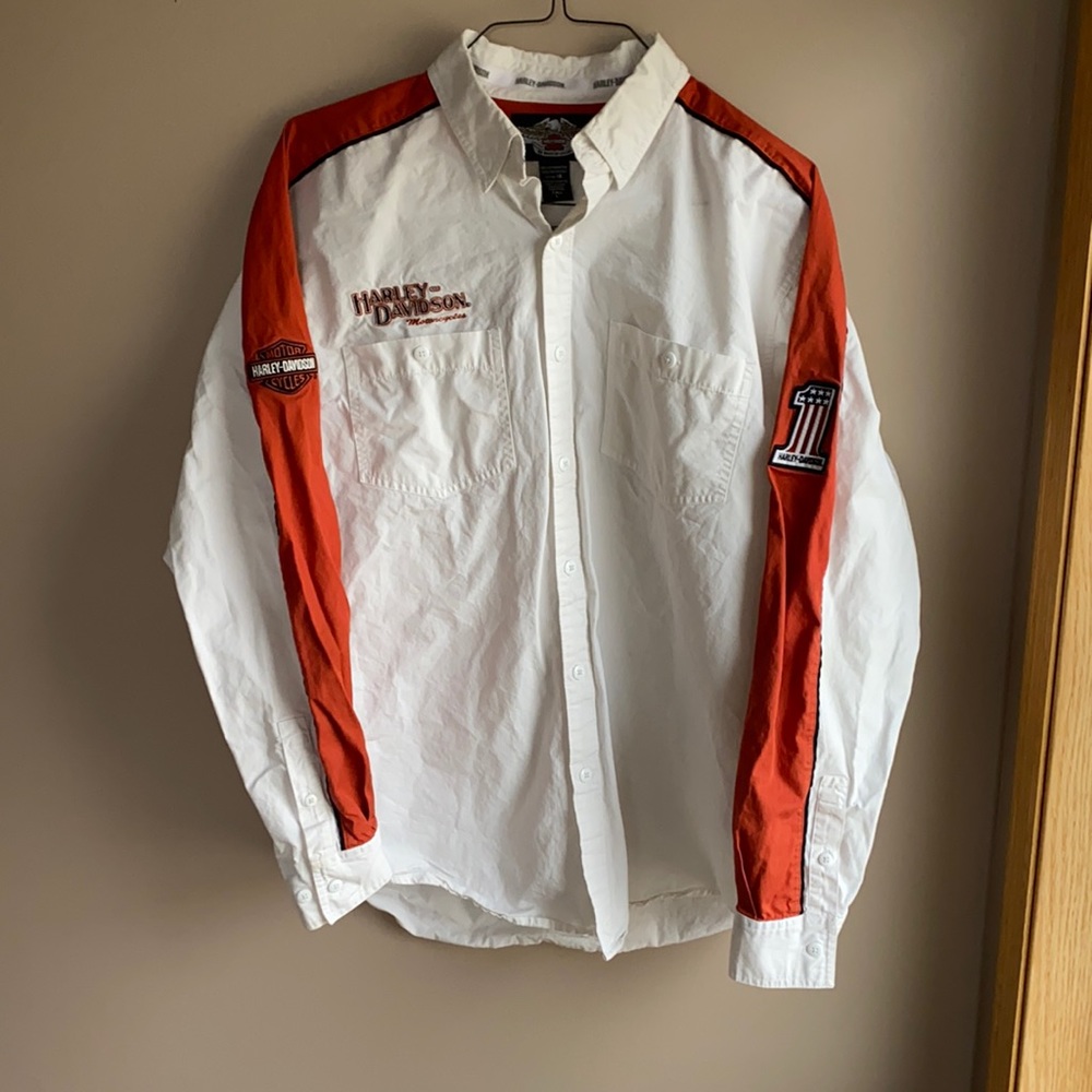 Harley Davidson men's traditional white long sleeve - SIZE LARGE TALL
